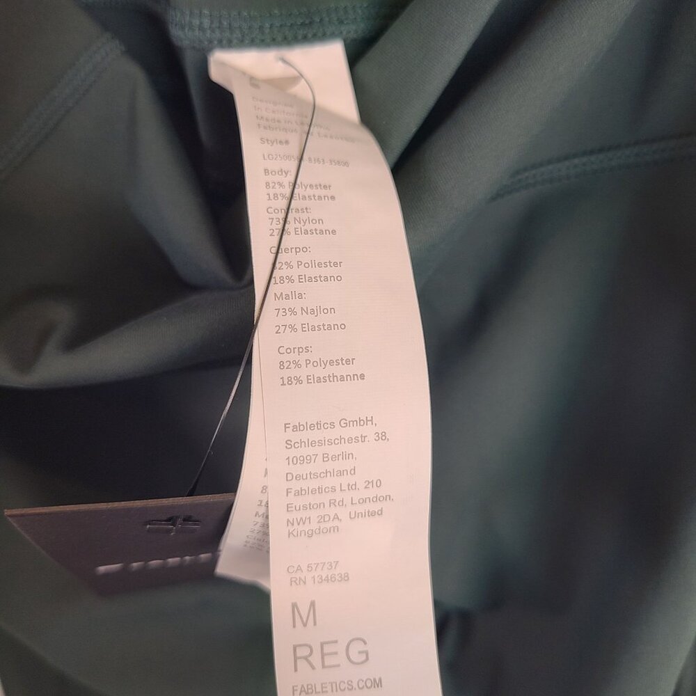 NWT Fabletics Oasis High Waisted Legging PureLux Deep Green Side Pockets Sz M - Picture 5 of 9